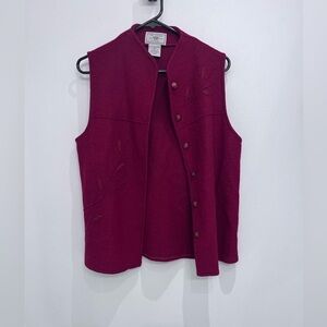 Red fashion nature wool blend vest red small